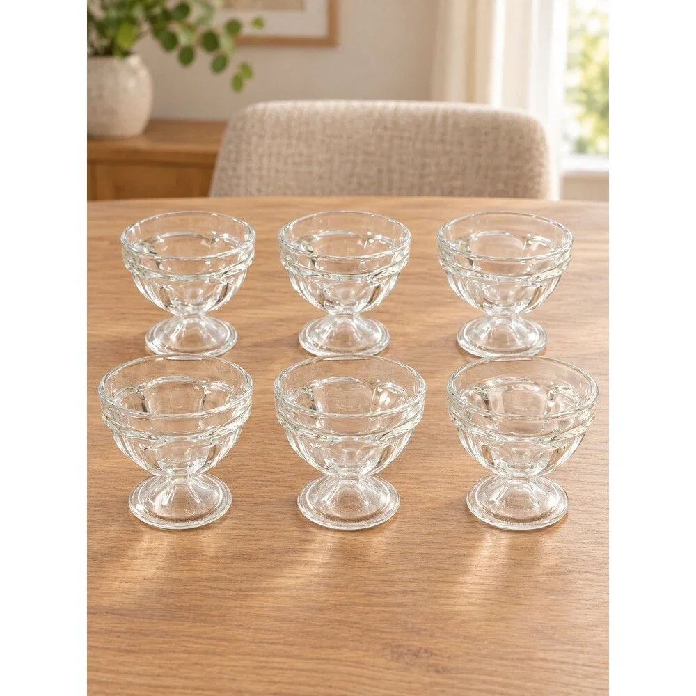6 Federal Glass? Footed Clear Dessert Cups Ice Cream Dish Sherbet Parfait 3
